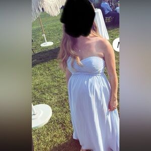 Revelry Maternity Chiffon Dress in Periwinkle Blue